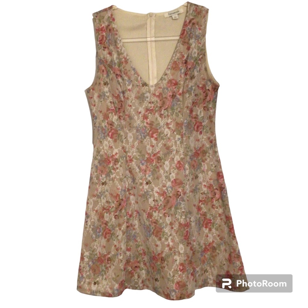 Francesca’s Floral Sleeveless Lace Overlay Dress Size S
